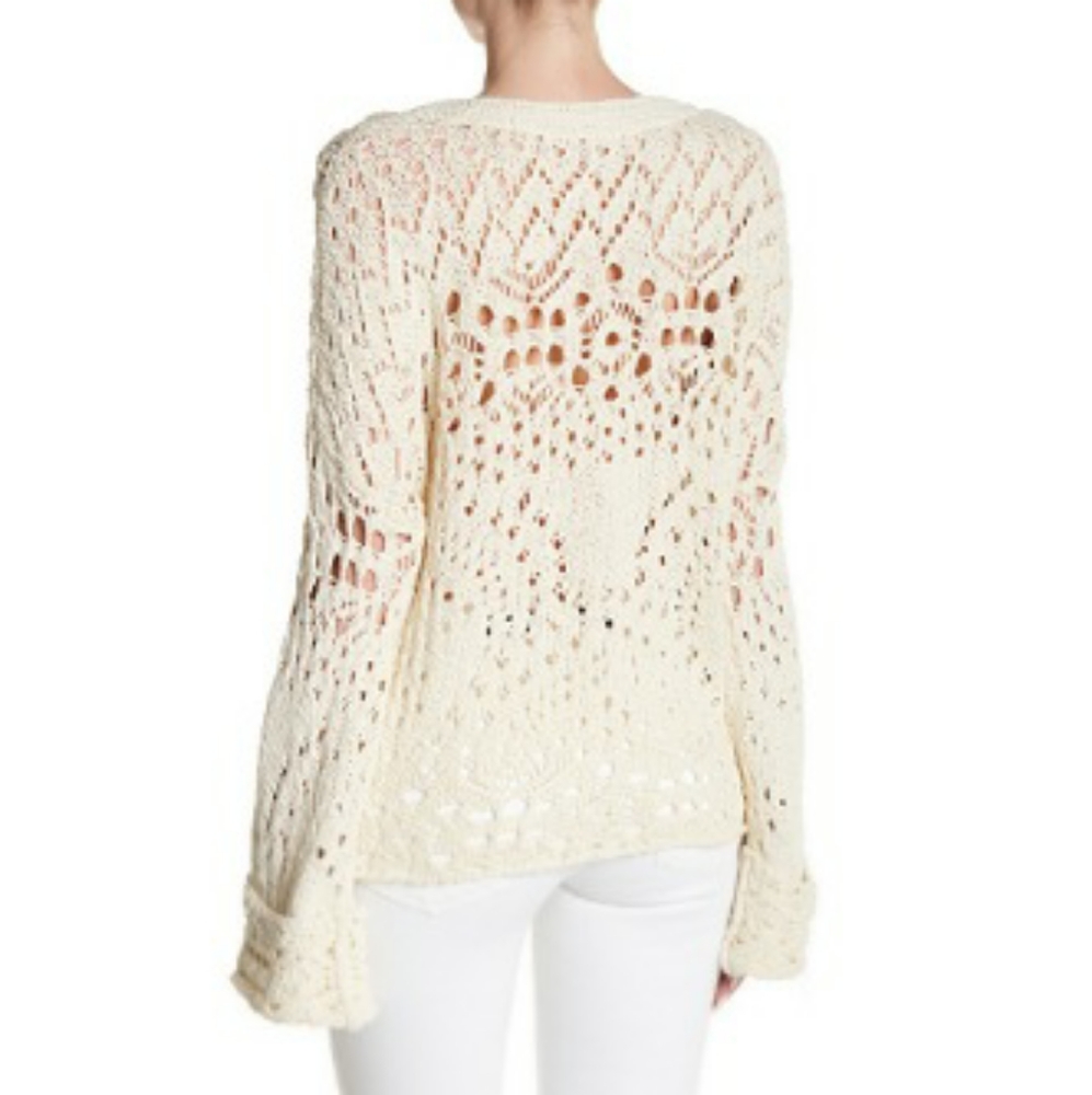 Free People Traveling Lace Ivory Sweater - Picture 2 of 11